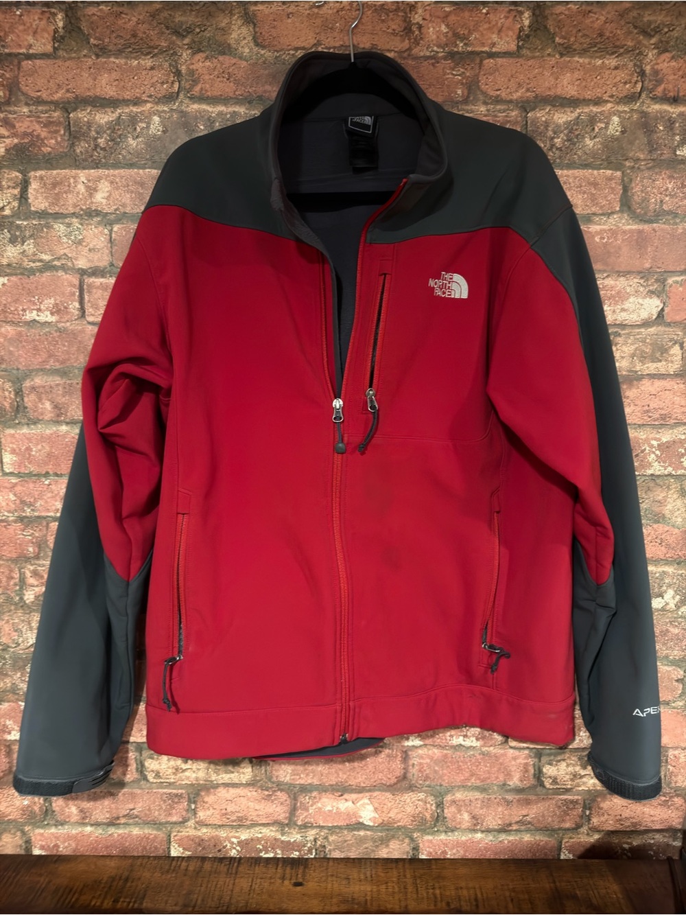 The North Face Red and Gray Softshell Performance Jacket Large
